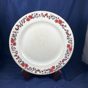 Vintage McNicol China Plate With Red Floral Border 10.25" Diameter Collectible T